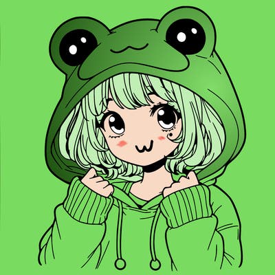 a cute teenage girl wearing a frog hoodie