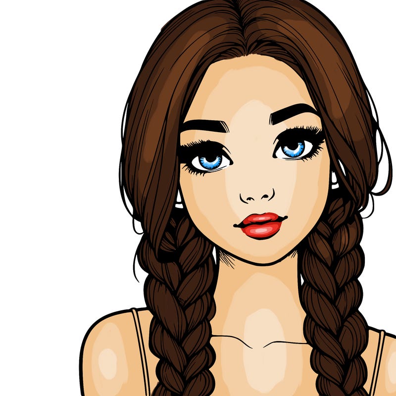 realistic girl with braids