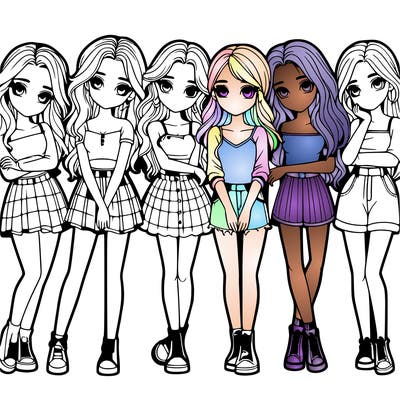 a group of girls realistic