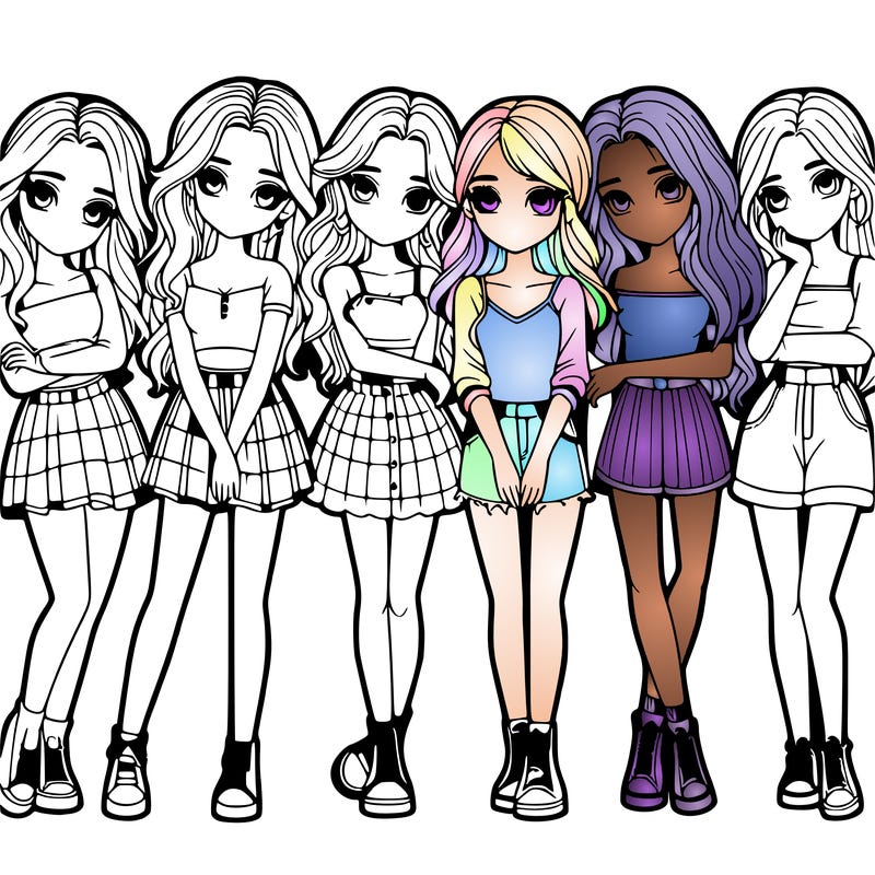 a group of girls realistic