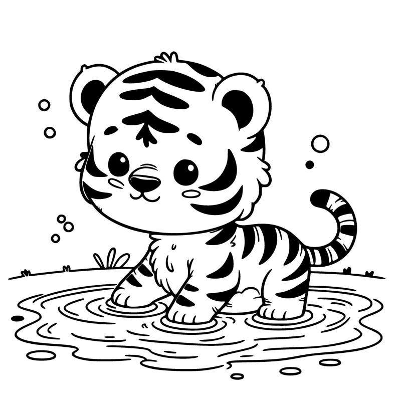 baby tiger in the water