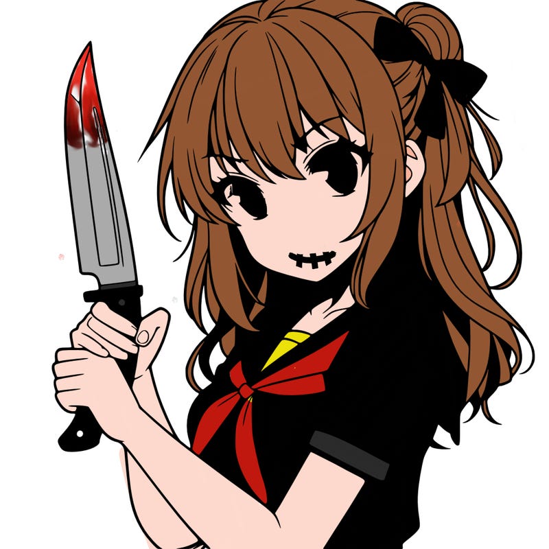 girl holding a knife anime