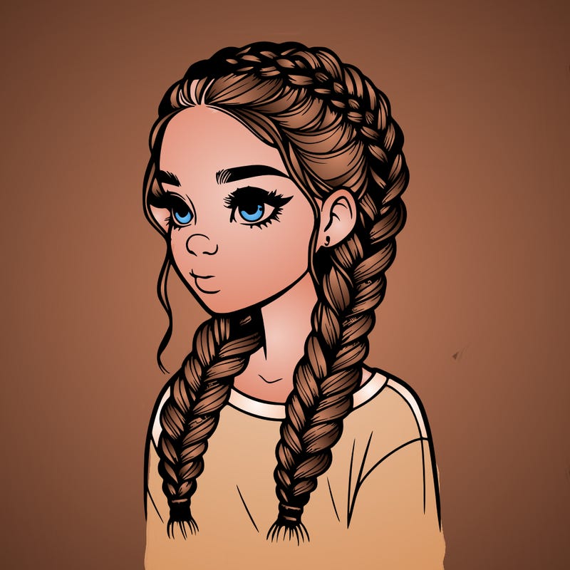 realistic girl with braids