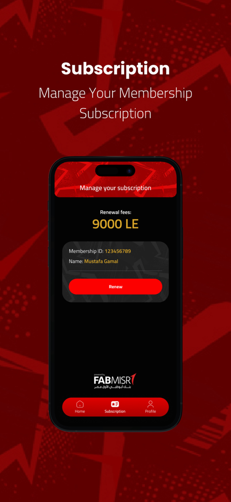 Al-Ahly SC - 알아흘리 SC 모바일 앱 회원권 관리 및 갱신 인터페이스