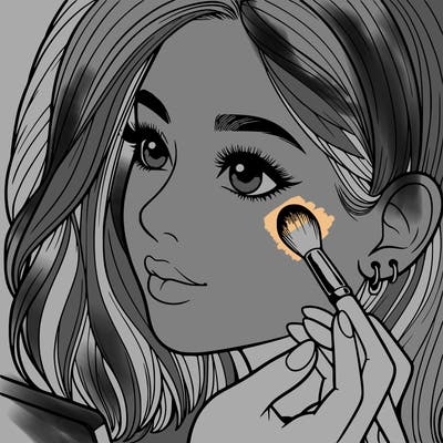 a realistic girl doing her makeup