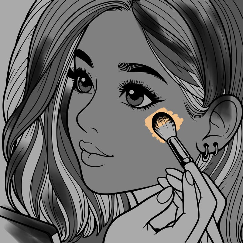 a realistic girl doing her makeup