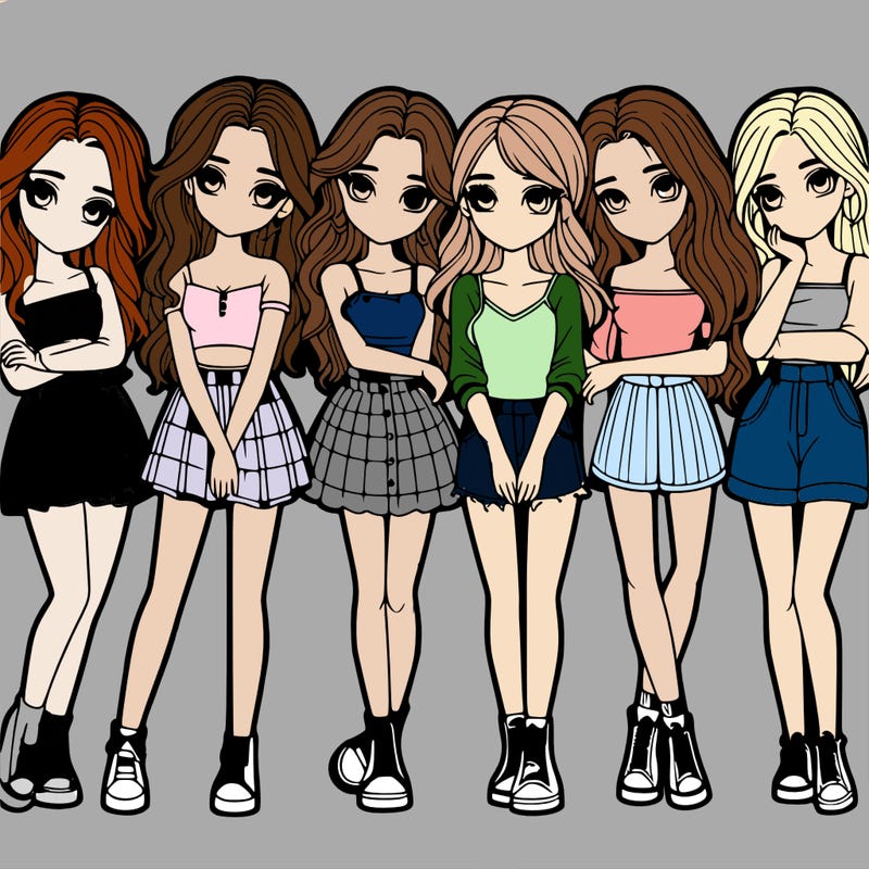 a group of girls realistic