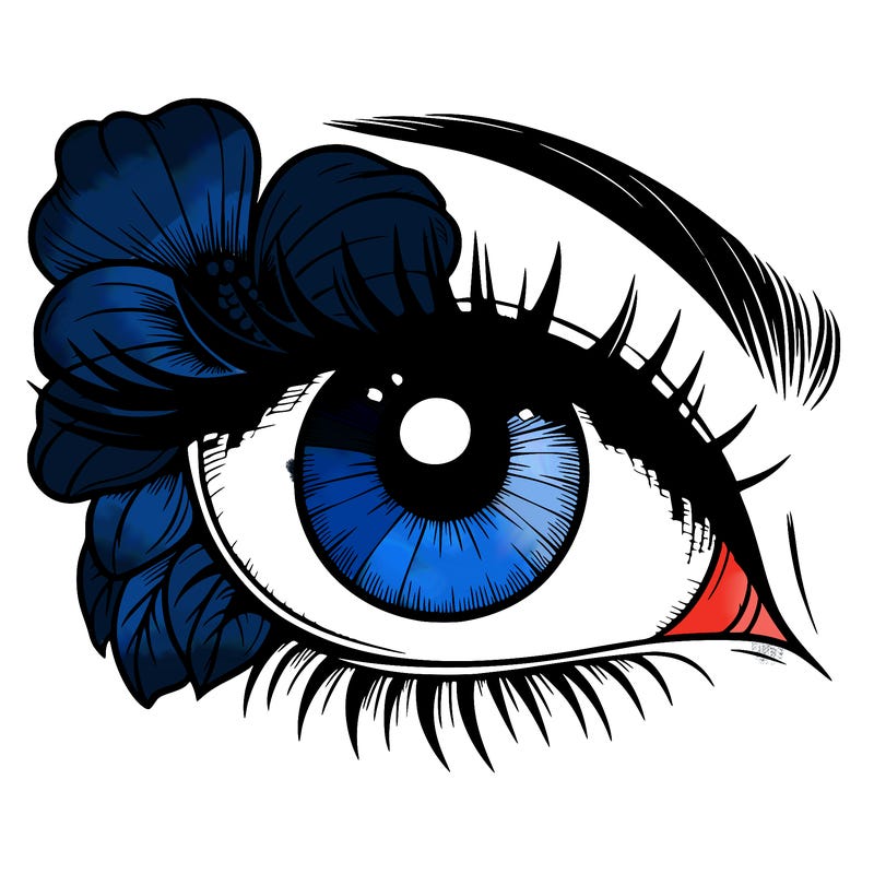 realistic eye with flower