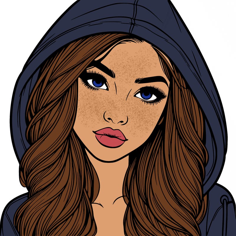 realistic beautiful girl with a hood on