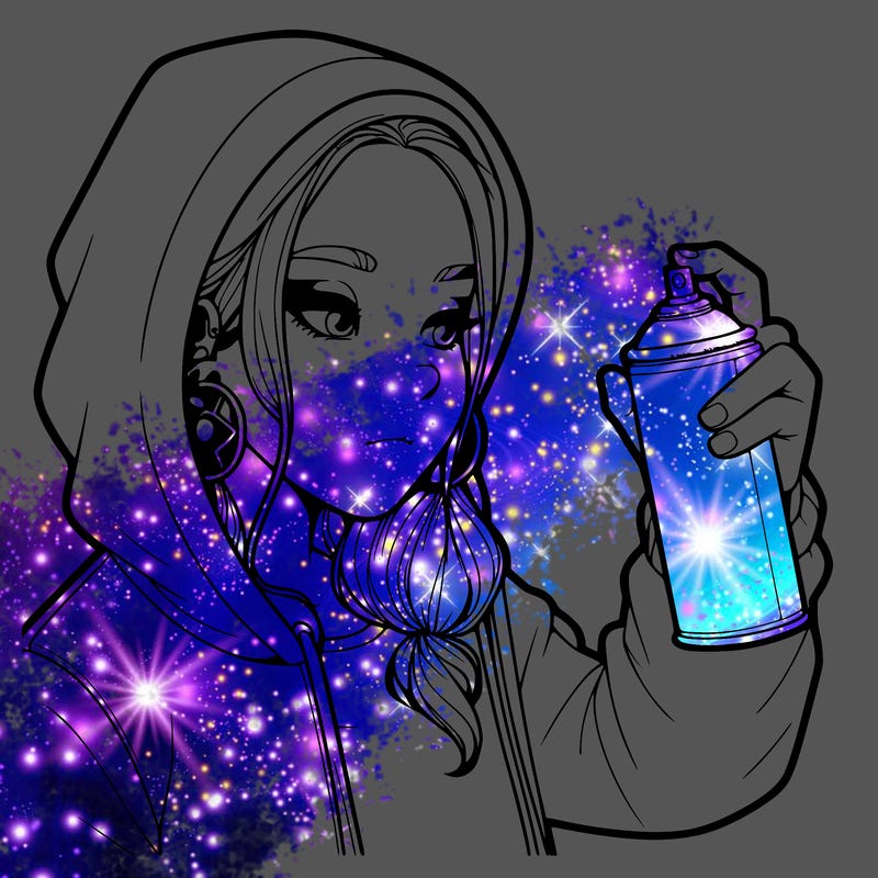 a realistic girl, spray painting