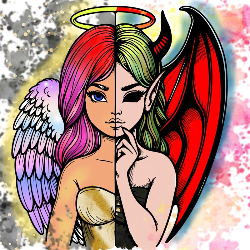 realistic angel half demon