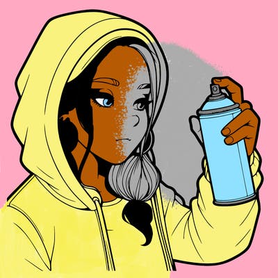 a realistic girl, spray painting