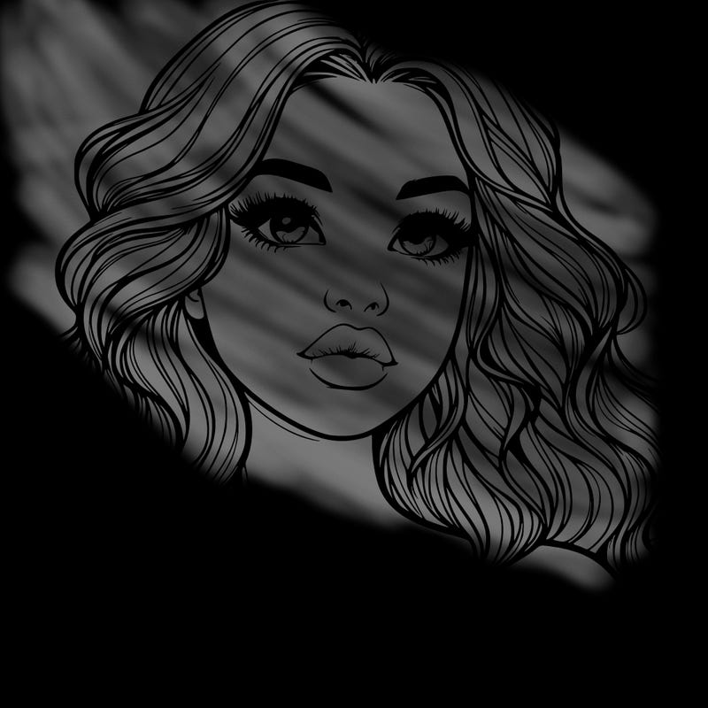 realistic girl with wavy hair and lips