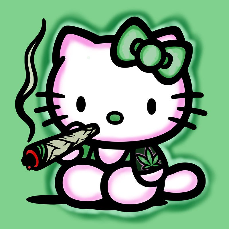 hello kitty smoking a joint