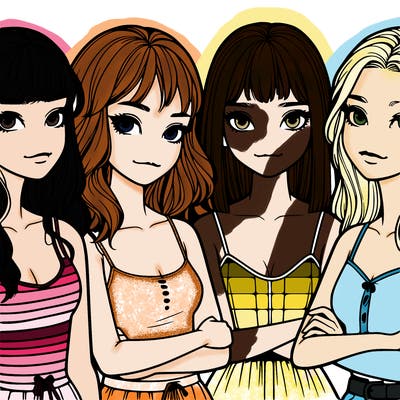 four realistic girls