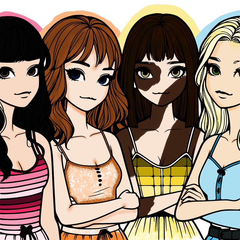 four realistic girls