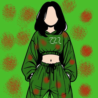 realistic girl faceless with baggy pants and a crop top