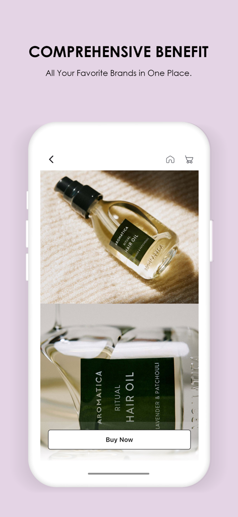 cosmile - Cosmile mobile app product page showing Aromatica hair oil