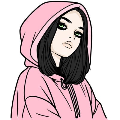 a realistic girl in a hoodie