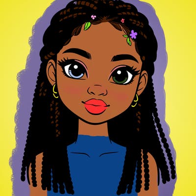a realistic black girl with braids