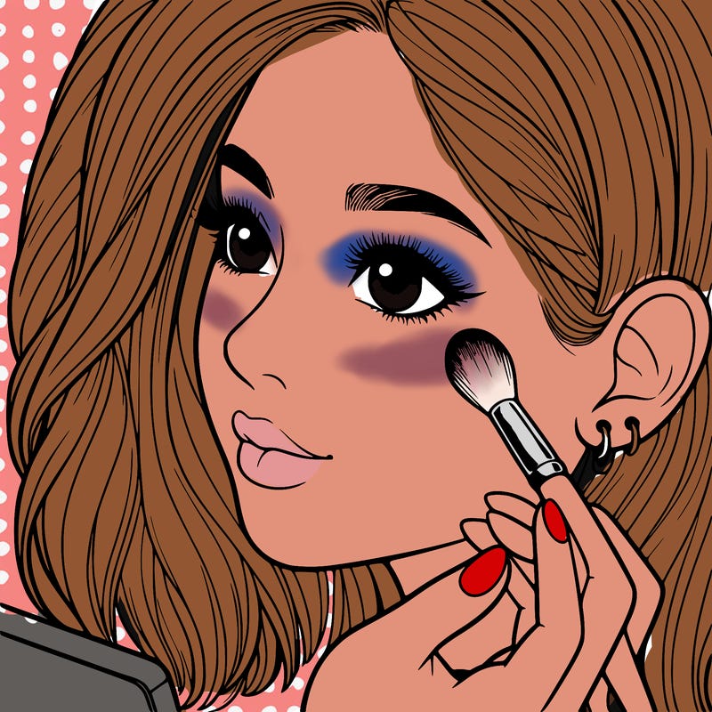 a realistic girl doing her makeup