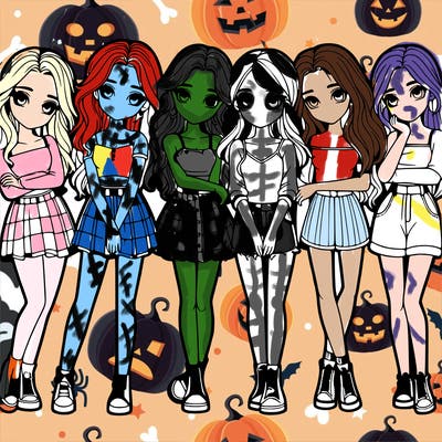 a group of girls realistic