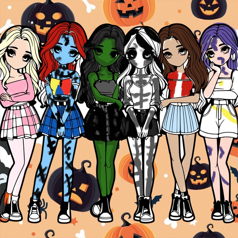 a group of girls realistic