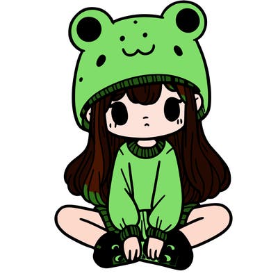 a girl wearing a frog hat and some frog socks