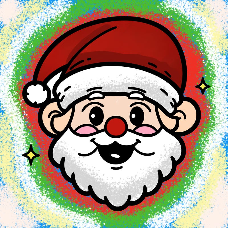 funny smiling face of santa claus with his hat highlighted
