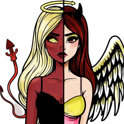 devil vs angel realistic girl