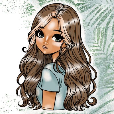 realistic girl with pretty hair