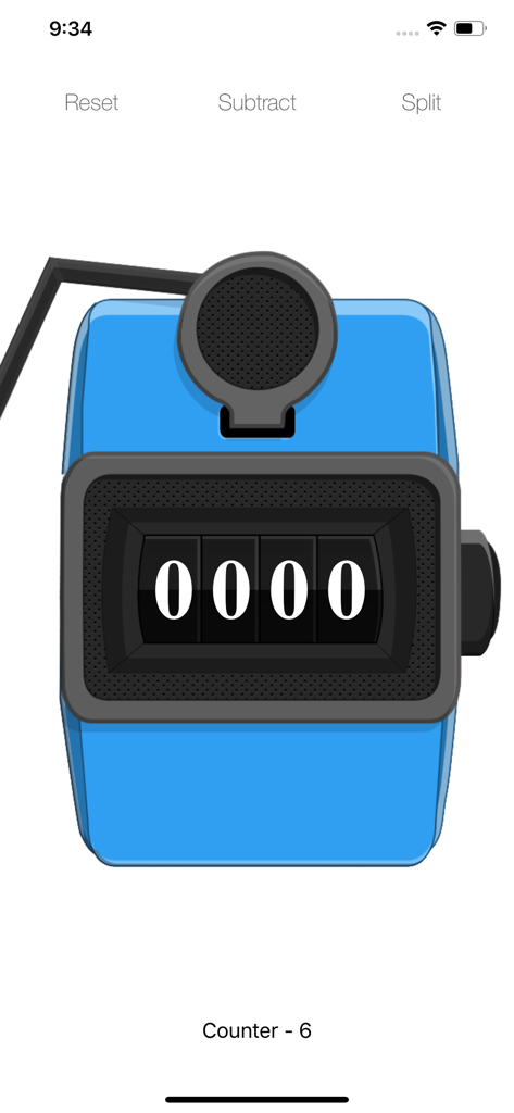 Tap Tap Counter - A blue mechanical style digital tally counter showing a zero count