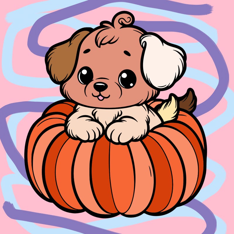 cute little puppy in a pumpkin