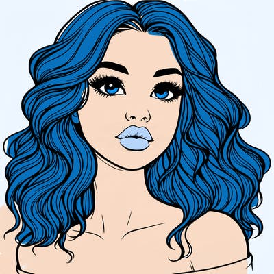 realistic girl with wavy hair and lips