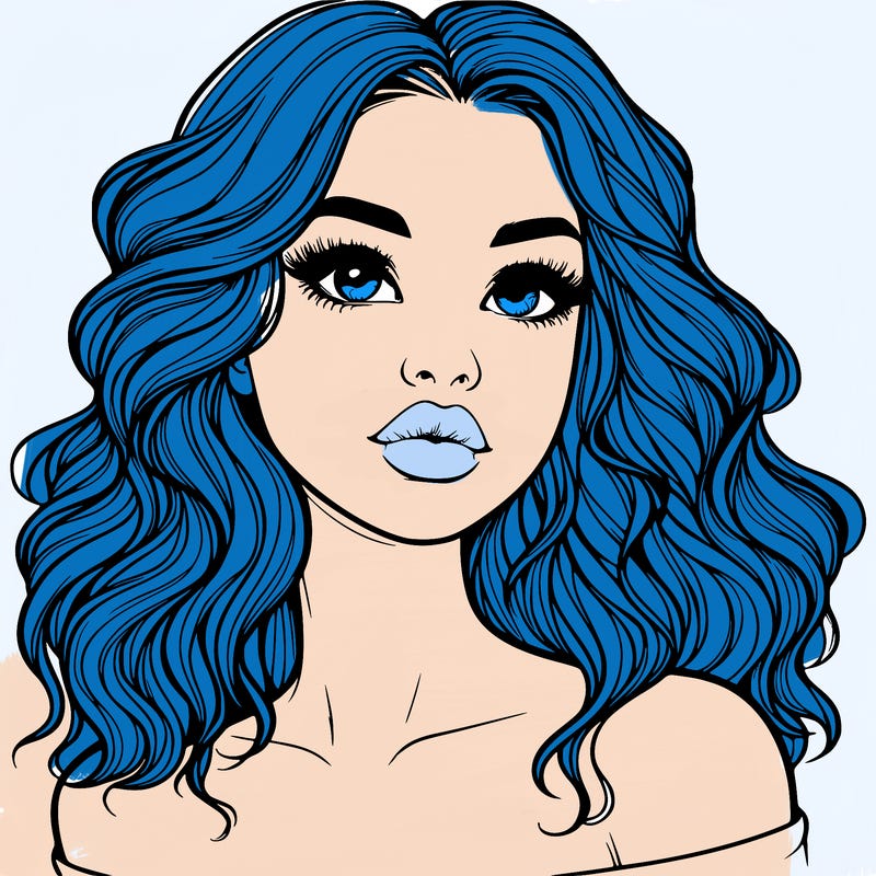 realistic girl with wavy hair and lips