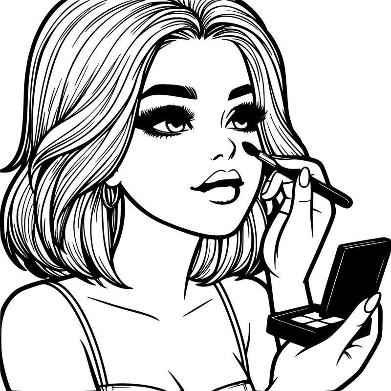realistic girl doing make up