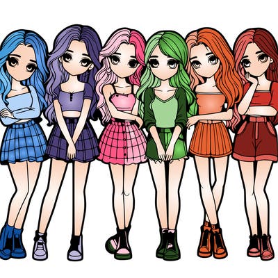 a group of girls realistic