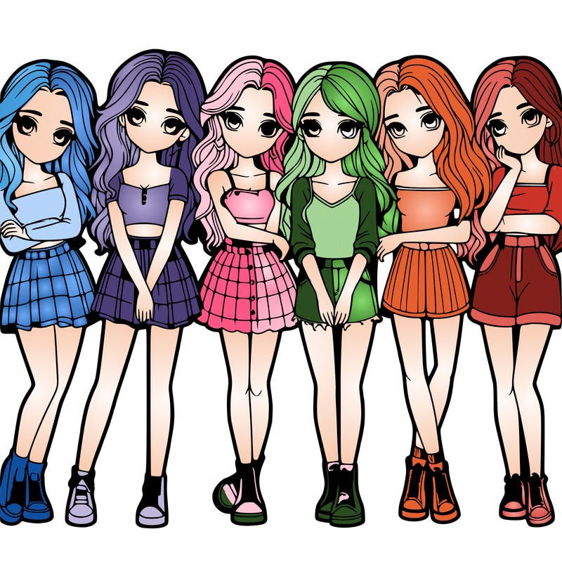 a group of girls realistic