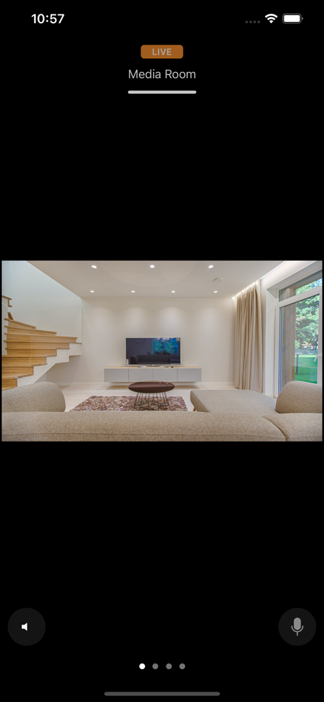 Guardhouse - Live camera feed of a media room in the Guardhouse app