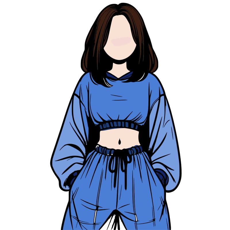 realistic girl faceless with baggy pants and a crop top