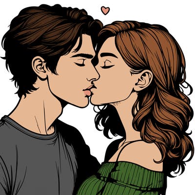 realistic couple kissing