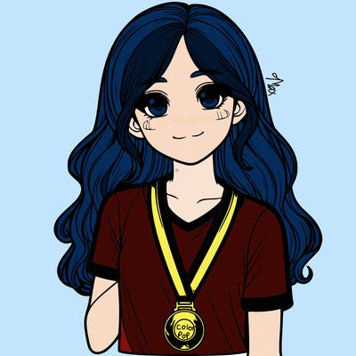 realistic girl with medal