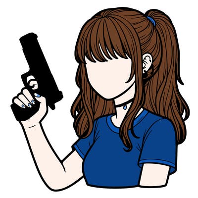 teenage girl holding gun no face