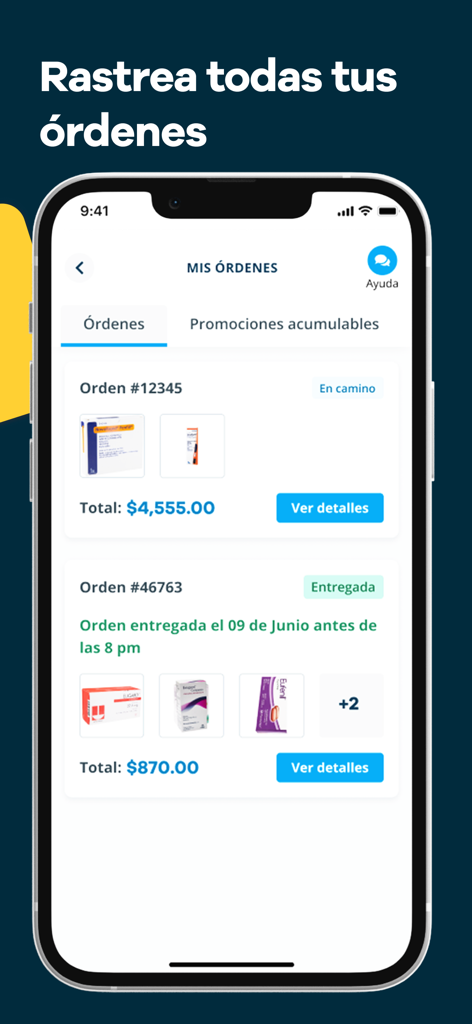 Vitau - Farmacia Digital - Vitau app interface showing medication order status and tracking details