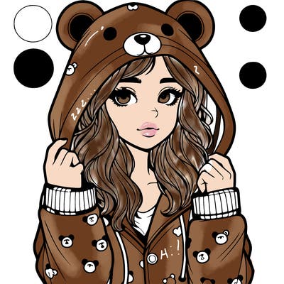 realistic girl in a animal pjs hoodie