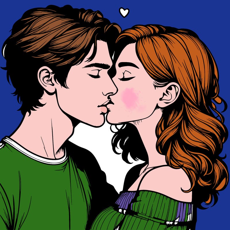 realistic couple kissing