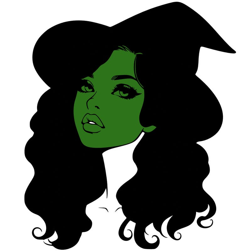 realistic witch girl with wavy hair and lips