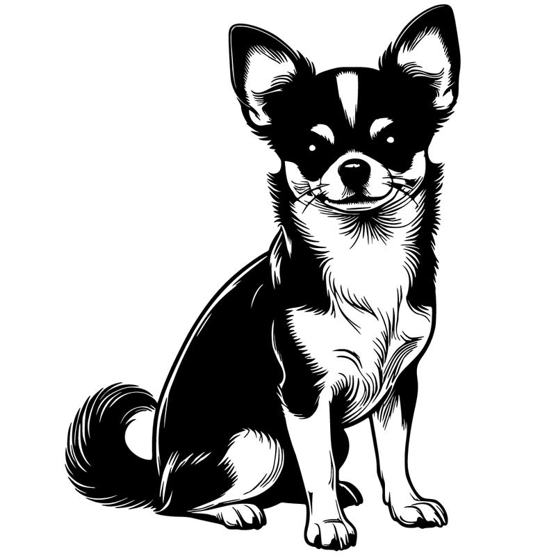 realistic black and white chihuahua