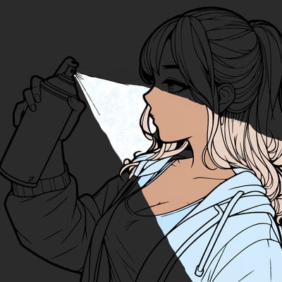 a realistic girl spray, painting