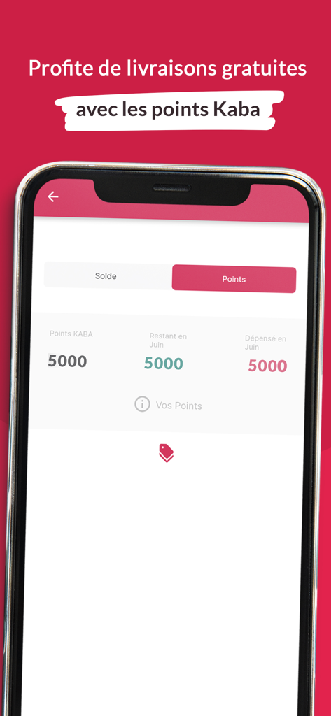 KABA - Kabaデリバリーアプリのロイヤルティポイントダッシュボード。報酬残高を表示